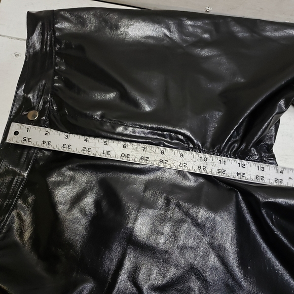 Michi by boule de neige womens large vintage PU high waisted shiny black pants - Picture 14 of 14